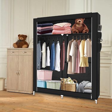 Складна шафа для зберігання, шафа для одягу, нетканий матеріал, застібка-блискавка - шафа для кемпінгу (105 x 45 x 170 см)