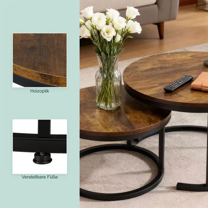 Набір столиків Relaxdays - 2 шт. в індустріальному стилі