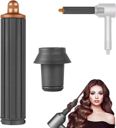 И плойка Набір для довгого волосся для Dyson Set, 2 в 1 для фену Dyson Attachments Аксесуари, для фена Dyson, 40 мм насадки довгі для Dyson Довгі насадки сіре золото, 2 шт.