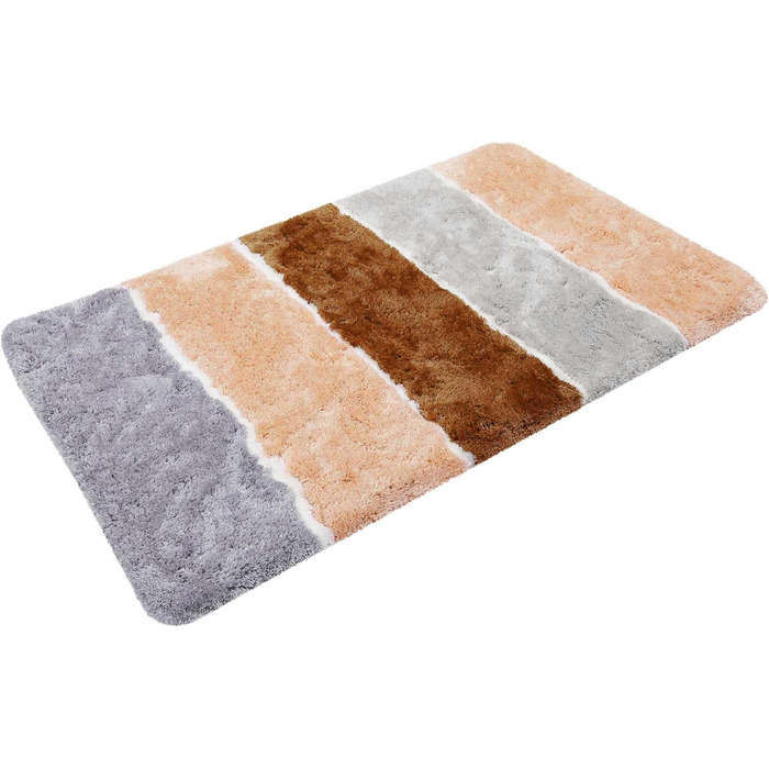 Килимок для ванної кімнати Rio Marina: м'який, пухнастий, антиковзний, 70 x 120 см, лосось/сірий/коричневий