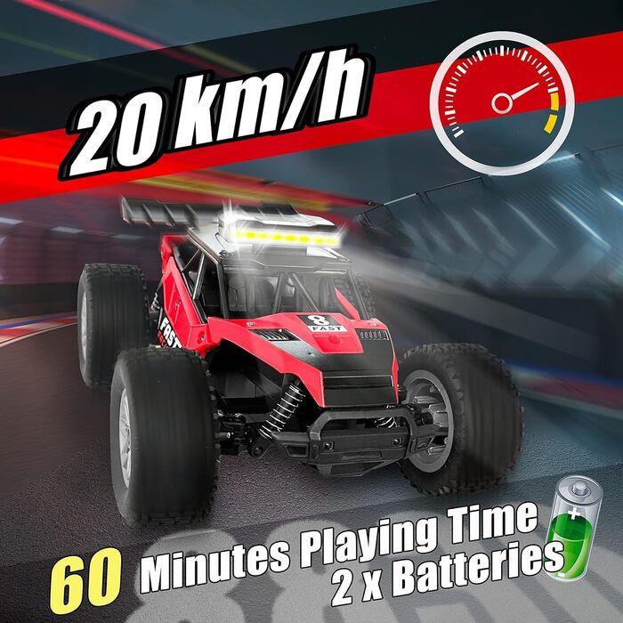 Радіокерований позашляховик Monster Truck 2.4GHz, 2 акумулятори, до 20 км/год, для хлопчиків та дівчаток від 6 років - модель 8836 (2025)