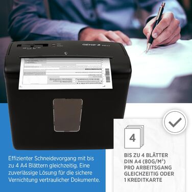 Шредер Genie 440 X II: безпечне знищення документів P4, автоматичний старт/стоп, об'єм кошика 9L, чорний | Для дому та офісу