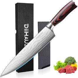 Професійний кухонний ніж, 20 см: високоякісний сталевий ніж для шеф-кухаря з ергономічною ручкою
