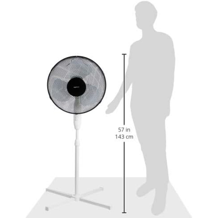 Вентилятор на п'єдесталі, з функцією коливань, 3 швидкості, 40 Вт, чорно-білий