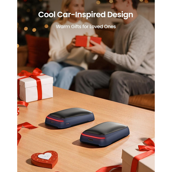 Електричний грілка для рук Gaiatop 2 шт. з магнітом, 4000mAh, USB, багаторазовий, швидкий нагрів 3s, 3 режими, компактний, для рукавичок, подарунок для чоловіків та жінок (блакитний)