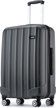 Чемодан-валіза на колесах з ABS-пластику, сірий, L - міцний та легкий, з кодовим замком