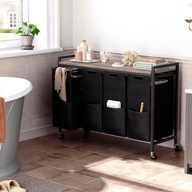 Кошик для білизни HOOBRO з 3 відділеннями, 119 л, з ручками та колесами, білий