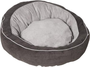 Лежак для собак PawHut круглий, 85 x 85 x 35 см, темно-сірий кремово-білий