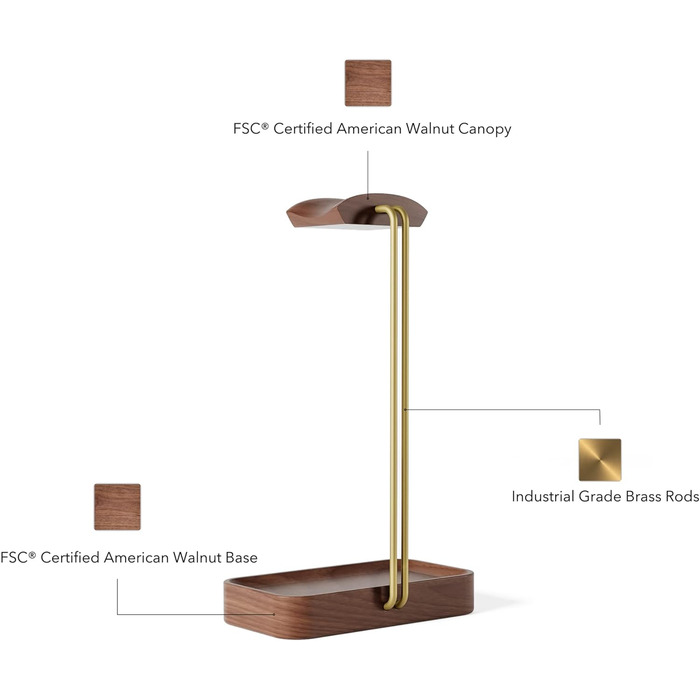 Підставка для навушників Raico Горіхове дерево, тримач для гарнітури, преміальна альтернатива Grovemade