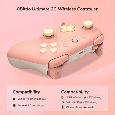 8BitDo Ultimate 2C Wireless Controller: Бездротовий контролер для PC та Android, 1000Hz, Hall-ефекти, Turbofunktion (Піч)