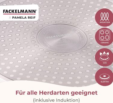 Набір сковорідок FACKELMANN x Pamela Reif, 3 шт. (діаметр 20-24-28 см) – з переробленого алюмінію, пастельно-бежевий, керамічне покриття без PFAS, стійке до 160 °C, для всіх типів плит