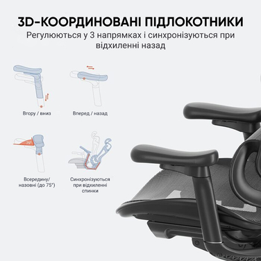 Офісне крісло SIHOO Doro С300 black з 3D-підлокітниками