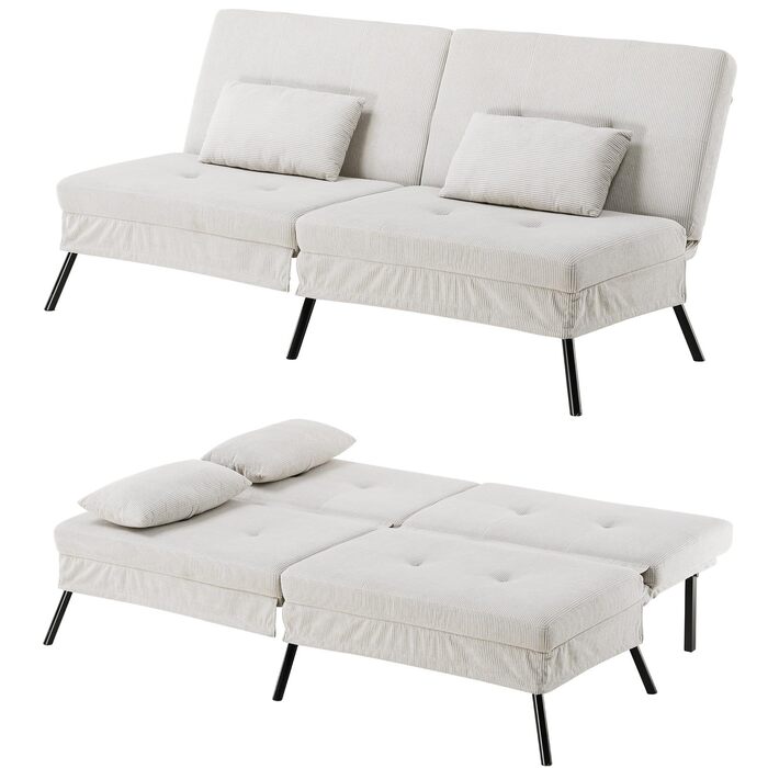 Диван-ліжко LUCKRACER 3-місний з регулюванням кута нахилу, Cordstoff, Бежевий