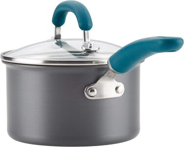 Набір кухонного посуду Rachael Ray, 11 предметів, з нержавіючої сталі, з антипригарним покриттям, сірий з блакитно-зеленими ручками