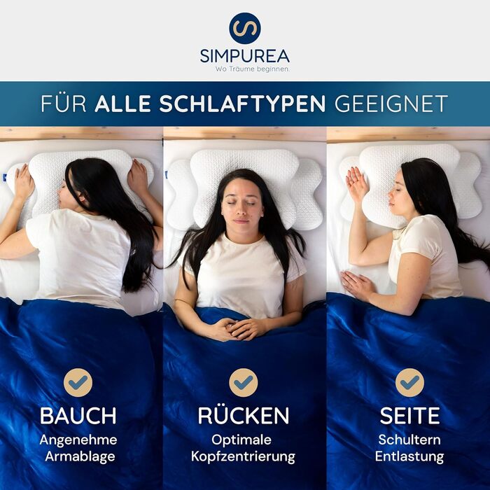 Ортопедична подушка 'Bamboo' з меморі-піною та бамбуковим чохлом – для тих, хто спить на спині, боці та животі. Білий колір.