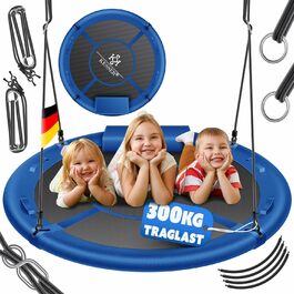 Крісло-гойдалка KESSER® Tellerschaukel Ø 120 см, до 300 кг, з подушкою та 4 ручками, регульоване, дитяче крісло-гойдалка для дому та вулиці, блакитне