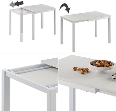 Розсувний обідній стіл Vicco Granny, 120x70 см, білий
