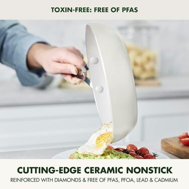 GreenPan Nova сковорода, 20.3 см, для індукційних плит, з алмазним покриттям, без PFOA та PFAS, нетоксичне керамічне антипригарне покриття, придатна для миття в посудомийній машині та духовці, сковорода для смаження, 20 см