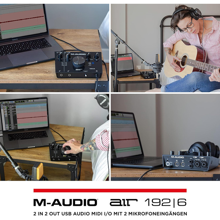 M-Audio Air 192|6: USB аудіоінтерфейс для запису в студійній якості з 2 XLR/Line входами та програмним забезпеченням AIR 192|6 (Чорний)