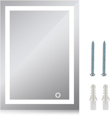 Дзеркало для ванної кімнати Kedia 50x70 см з підсвіткою LED, біле світло 6500K, сенсорне керування