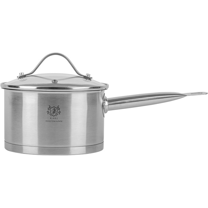 Нержавіюча каструля Karl Hausmann 3.6L з нержавіючої сталі з кришкою (діаметр 20 см) - для всіх типів плит, включаючи індукцію. Ідеально підходить для супу та пасти.