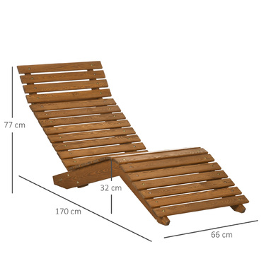 Outsunny шезлонг, шезлонг, садовий шезлонг для басейну, балкон до 120кг, виготовлений з масиву тикового дерева 66x170x77см