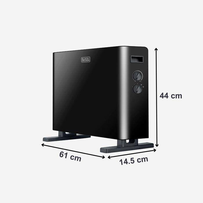 Конвектор BLACK+DECKER BXCSH1800E, 1800 Вт, чорний, з можливістю монтажу на стіну, аналогове керування