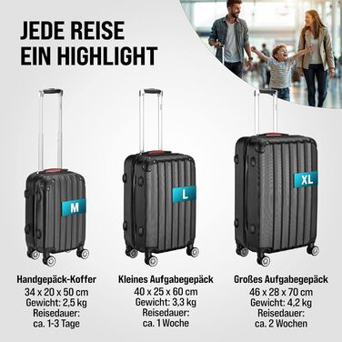 Набір валіз Monzana® 3шт (зелений) M-L-XL з замком, органайзером та вагами. Trolley, валіза з жорстким корпусом, Gepäck-Set