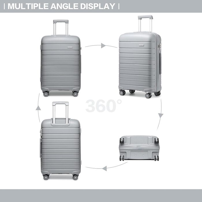 Валіза KONO з TSA-замком та 4 обертовими колесами, набір валіз 3 шт. (білий, сірий)