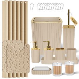 розмір: набір для ванної кімнати + штора для душу + килимки