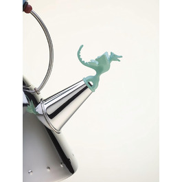 Чайник Alessi Rex Tea 9093REX - нержавіюча сталь 18/10, полірована, з ручкою та мідним свистком у формі доісторичної рептилії (блакитний, зелений)