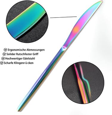 Набір столових приборів Regenbogen 30 предметів з нержавіючої сталі (6 осіб), кольоровий, для кухні/готелю/ресторану, преміум-якість, стійкий до миття в посудомийній машині