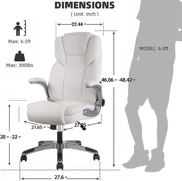 Керівницьке крісло KCREAM 9301 з підставкою для ніг до 250 кг біле
