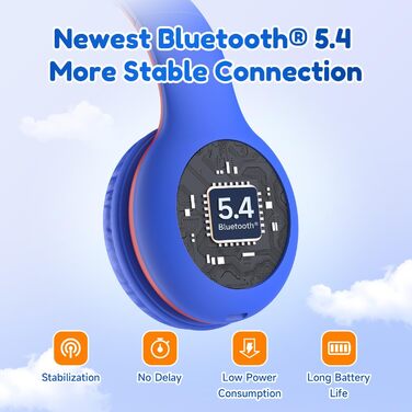 Дитячі навушники EarFun Bluetooth, 85/94 дБ, звук HiFi, HD-мікрофон, 40 годин автономної роботи, складні, темно-синій