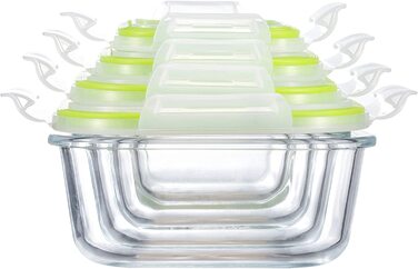 Набір скляних банок для зберігання продуктів GENICOOK-скляний контейнер / коробка для сніданку/коробка для зберігання / контейнер для зберігання-не містить бісфенолу А і схвалений LFGB для