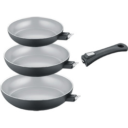 Набір сковорідок Berndes b.perfect (3 шт.) - універсальні сковороди 24 та 28 см з знімним ручками, антипригарне покриття без PFAS, підходить для всіх типів плит, чорний