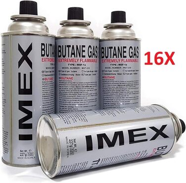 IMEX Camping: Газовий набір для приготування їжі з 16 балончиками в кейсі – ідеальний для кемпінгу, пікніків, барбекю та подорожей на природу