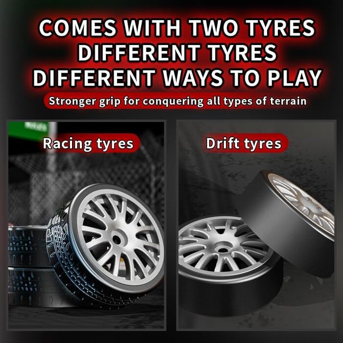 RC Дрифт-кар 1:20 для дітей, 2.4Ghz, LED, 15км/год, 4WD, чорний + 2 батарейки