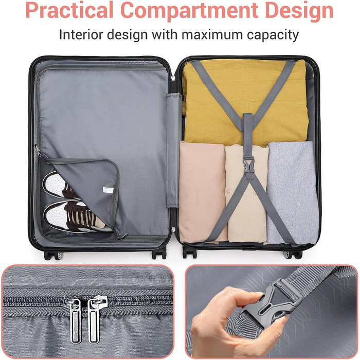 KONO Чемодан-Тролей Рожеве Золото (55 см)