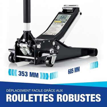 Гідравлічний домкрат NTG 3T з низьким профілем, сертифікований TÜV, для легкових авто та SUV (чорний)