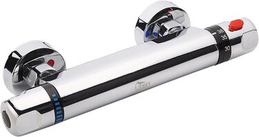 Змішувач для ванни з термостатом Uten, ванний термостат з 38°C захистом, 2 виходи для води, латунь (срібло)