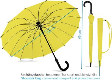 Парасолька Sternenfunke XXL Ø120 см, стійка, штормонепроникна, автоматична, жовта, ідеально підходить для весіль, жінок і чоловіків