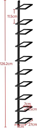 Стильна металева полиця для вин Yaheetech на 10 пляшок, чорна