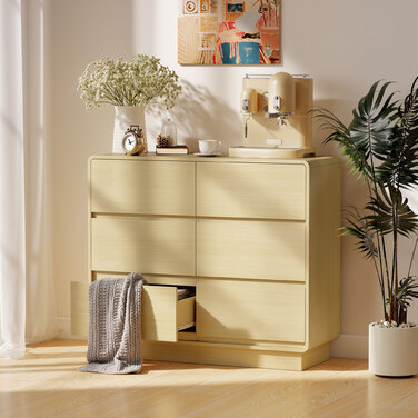 Сервант на 100 см, буфет з 6 висувними ящиками, комод для кухні, вітальні, їдальні, з натурального дерева