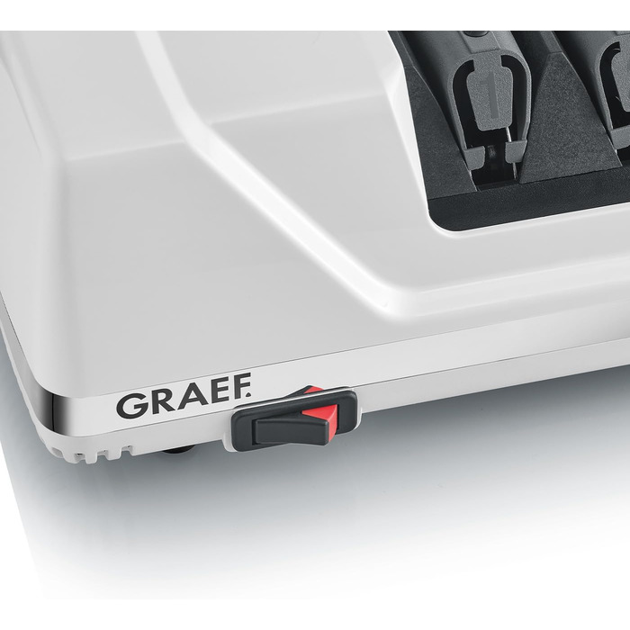 Електричний точило для ножів GRAEF CC120, 3 рівні заточування, алмазне напилення, для кухонних та мисливських ножів, білий