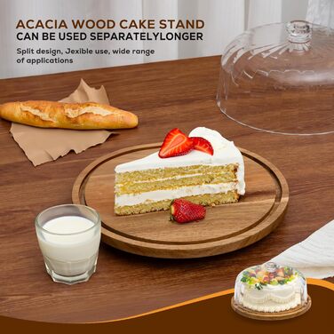 Дзеркальний піднос для тортів Vacream з кришкою, поворотний, дерев'яний Lazy Susan, для вечірок, дня народження, подарунок для кондитера (30,5 см)