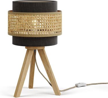 Настільна лампа Vicco Morten з ротангу та чорного кольору, 26 x 45 см, з підставкою
