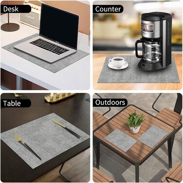 Набір підкладок під тарілки з екошкіри, 6 шт. - Водостійкі, легко миються, сірого кольору