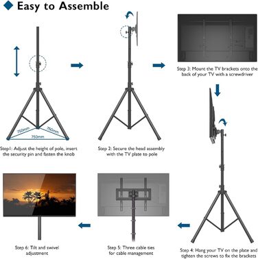 Підставка для телевізора BONTEC: поворотна, нахилена, регульована по висоті, для LCD, LED, OLED, Plasma, Curved телевізорів 32-60 дюймів, до 45 кг, VESA 400x400 мм