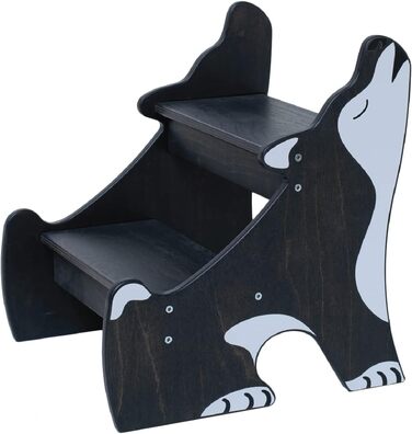 Дитячий триступеневий табурет для ванної кімнати Wild Kids Modern, з дерева, за дизайном Монтессорі (чорний)